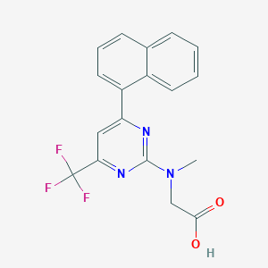 molecular formula C18H14F3N3O2 B12441585 N-Methyl-N-[6-(1-naphthyl)-4-(trifluoromethyl)pyrimidin-2-yl]glycine 