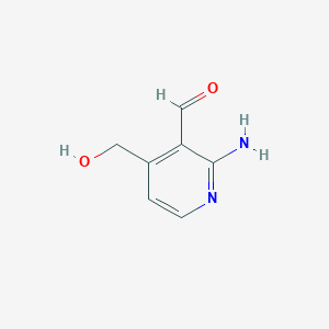 molecular formula C7H8N2O2 B12441603 2-Amino-4-(hydroxymethyl)nicotinaldehyde 