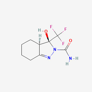 molecular formula C9H12F3N3O2 B12441745 (3S,3aR)-3-hydroxy-3-(trifluoromethyl)-4,5,6,7-tetrahydro-3aH-indazole-2-carboxamide 