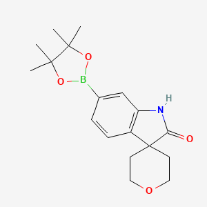 molecular formula C18H24BNO4 B12441748 6-(4,4,5,5-Tetramethyl-1,3,2-dioxaborolan-2-yl)-2',3',5',6'-tetrahydrospiro[indoline-3,4'-pyran]-2-one 