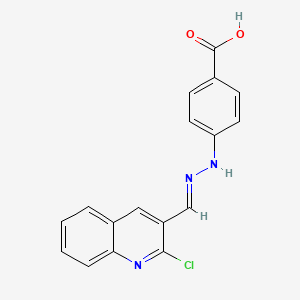 molecular formula C17H12ClN3O2 B1244177 4-{(2E)-2-[(2-chloroquinolin-3-yl)methylidene]hydrazinyl}benzoic acid 