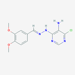 molecular formula C13H14ClN5O2 B1244178 4-chloro-6-[(2E)-2-(3,4-dimethoxybenzylidene)hydrazinyl]pyrimidin-5-amine 