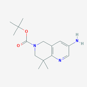 molecular formula C15H23N3O2 B12441795 Tert-butyl 8,8-dimethyl-3-amino-7,8-dihydro-1,6-na 