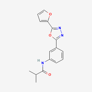 molecular formula C16H15N3O3 B12441904 N-{3-[5-(furan-2-yl)-1,3,4-oxadiazol-2-yl]phenyl}-2-methylpropanamide 