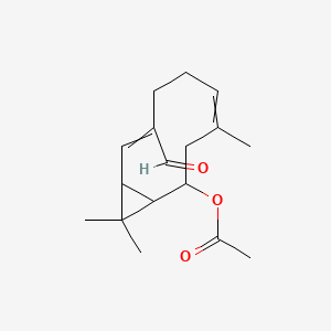 molecular formula C17H24O3 B12442144 (8-Formyl-4,11,11-trimethyl-2-bicyclo[8.1.0]undeca-4,8-dienyl) acetate 