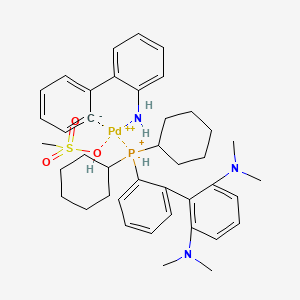 molecular formula C41H56N3O3PPdS+2 B12442173 Methanesulfonato(2-dicyclohexylphosphino-2',6'-bis(dimethylamino)-1,1'-biphenyl)(2'-amino-1,1'-biphenyl-2-yl)palladium(II) 