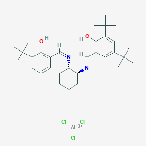 molecular formula C36H54AlCl3N2O2 B12442203 aluminium(3+) 2,4-di-tert-butyl-6-[(E)-{[(1S,2S)-2-[(E)-[(3,5-di-tert-butyl-2-hydroxyphenyl)methylidene]amino]cyclohexyl]imino}methyl]phenol trichloride 
