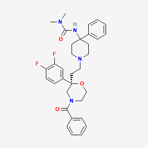 molecular formula C33H38F2N4O3 B1244225 3-[1-[2-[(2R)-4-benzoyl-2-(3,4-difluorophenyl)morpholin-2-yl]ethyl]-4-phenylpiperidin-4-yl]-1,1-dimethylurea CAS No. 201152-86-5