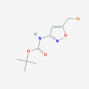 molecular formula C9H13BrN2O3 B12442302 tert-butyl N-[5-(bromomethyl)-1,2-oxazol-3-yl]carbamate CAS No. 1215121-86-0