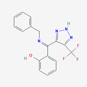 molecular formula C17H13F3N4O B12442328 2-[(E)-N-Benzyl-C-[5-(trifluoromethyl)-1H-triazol-4-yl]carbonimidoyl]phenol 