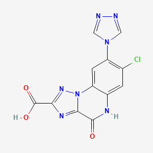molecular formula C12H6ClN7O3 B1244294 7-Chloro-4-oxo-8-[1,2,4]triazol-4-yl-4,5-dihydro-[1,2,4]triazolo[1,5-a]quinoxaline-2-carboxylic acid 