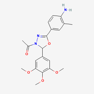 1,3,4-Oxadiazole, 3-acetyl-5-(4-amino-3-methylphenyl)-2,3-dihydro-2-(3,4,5-trimethoxyphenyl)-