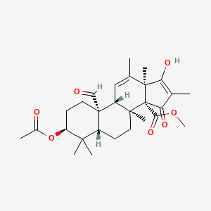 molecular formula C28H38O7 B1244326 Methyl 3beta-acetoxy-15-hydroxy-4,4,8alpha,12,16-pentamethyl-17,19-dioxo-5beta,9beta,10alpha,13alpha-androsta-11,15-diene-14-carboxylate 