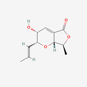 molecular formula C11H14O4 B1244348 5H-Furo[3,4-b]pyran-5-one,2,3,7,7a-tetrahydro-3-hydroxy-7-methyl-2-(1E)-1-propenyl-,(2r,3r,7s,7ar)-(9ci) CAS No. 215876-56-5