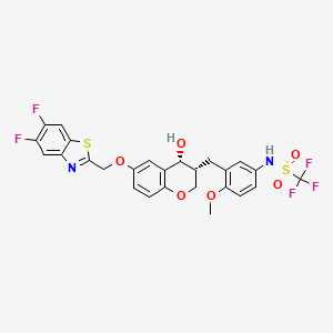 N-[3-[[(3R,4R)-6-[(5,6-difluoro-1,3-benzothiazol-2-yl)methoxy]-4-hydroxy-3,4-dihydro-2H-chromen-3-yl]methyl]-4-methoxyphenyl]-1,1,1-trifluoromethanesulfonamide