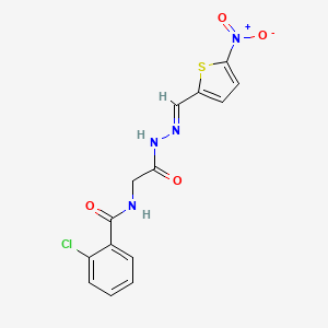 2-chloro-N-(2-{(2E)-2-[(5-nitrothien-2-yl)methylene]hydrazino}-2-oxoethyl)benzamide