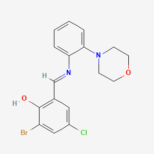 molecular formula C17H16BrClN2O2 B12443748 2-bromo-4-chloro-6-[(E)-{[2-(morpholin-4-yl)phenyl]imino}methyl]phenol 