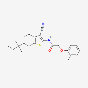molecular formula C23H28N2O2S B12443825 N-[3-cyano-6-(2-methylbutan-2-yl)-4,5,6,7-tetrahydro-1-benzothiophen-2-yl]-2-(2-methylphenoxy)acetamide 