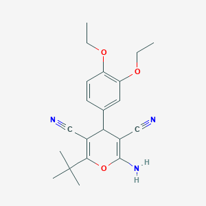 molecular formula C21H25N3O3 B12443841 2-amino-6-tert-butyl-4-(3,4-diethoxyphenyl)-4H-pyran-3,5-dicarbonitrile 
