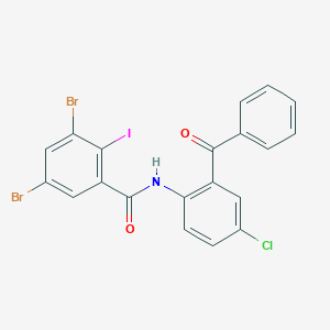 molecular formula C20H11Br2ClINO2 B12443913 N-(2-benzoyl-4-chlorophenyl)-3,5-dibromo-2-iodobenzamide 