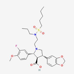 molecular formula C29H39FN2O7S B1244402 (2R,3R,4S)-4-Benzo[1,3]dioxol-5-yl-2-(3-fluoro-4-methoxy-phenyl)-1-{2-[(pentane-1-sulfonyl)-propyl-amino]-ethyl}-pyrrolidine-3-carboxylic acid 