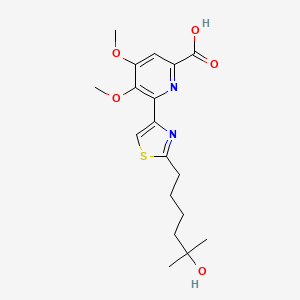 molecular formula C18H24N2O5S B1244405 6-[2-(5-Hydroxy-5-methylhexyl)-1,3-thiazol-4-yl]-4,5-dimethoxypyridine-2-carboxylic acid 