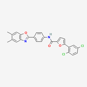 molecular formula C26H18Cl2N2O3 B12444076 5-(2,5-dichlorophenyl)-N-[4-(5,6-dimethyl-1,3-benzoxazol-2-yl)phenyl]furan-2-carboxamide 