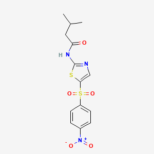 molecular formula C14H15N3O5S2 B12444086 3-methyl-N-{5-[(4-nitrophenyl)sulfonyl]-1,3-thiazol-2-yl}butanamide 