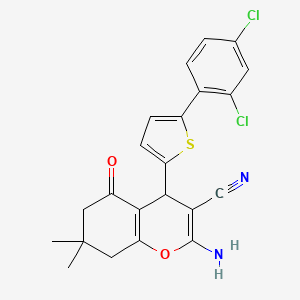 molecular formula C22H18Cl2N2O2S B12444159 2-amino-4-[5-(2,4-dichlorophenyl)thiophen-2-yl]-7,7-dimethyl-5-oxo-6,8-dihydro-4H-chromene-3-carbonitrile 