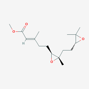 molecular formula C16H26O4 B1244428 Methyl 6,7-10,11-bis(epoxy)-3,7,11-trimethyl-2-dodecenoate 