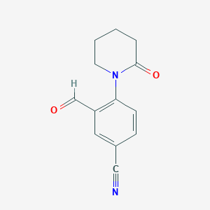 molecular formula C13H12N2O2 B12444307 3-Formyl-4-(2-oxopiperidin-1-YL)benzonitrile 