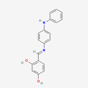 molecular formula C19H16N2O2 B12444396 4-[(E)-{[4-(phenylamino)phenyl]imino}methyl]benzene-1,3-diol 