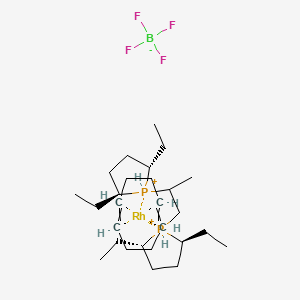 molecular formula C27H52BF4P2Rh+ B12444440 cycloocta-1,5-diene;(2S,5S)-1-[1-[(2S,5S)-2,5-diethylphospholan-1-ium-1-yl]propan-2-yl]-2,5-diethylphospholan-1-ium;rhodium;tetrafluoroborate 