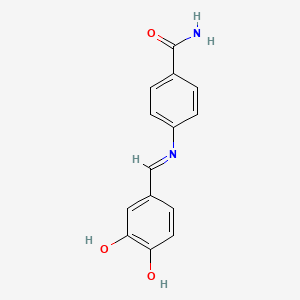 molecular formula C14H12N2O3 B12444458 Benzamide, 4-[(3,4-dihydroxybenzylidene)amino]- 