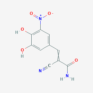 molecular formula C10H7N3O5 B12444502 2-Cyano-3-(3,4-dihydroxy-5-nitrophenyl)acrylamide 