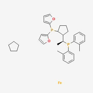 molecular formula C34H42FeO2P2 B12444622 [(1S)-1-[2-[bis(furan-2-yl)phosphanyl]cyclopentyl]ethyl]-bis(2-methylphenyl)phosphane;cyclopentane;iron 