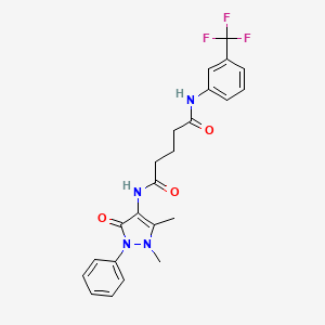 molecular formula C23H23F3N4O3 B12444742 N-(1,5-dimethyl-3-oxo-2-phenyl-2,3-dihydro-1H-pyrazol-4-yl)-N'-[3-(trifluoromethyl)phenyl]pentanediamide 