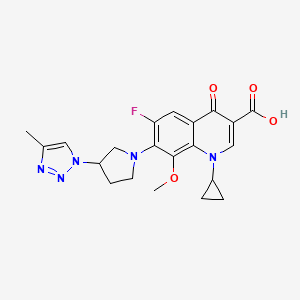 molecular formula C21H22FN5O4 B1244488 3-Quinolinecarboxylic acid, 1-cyclopropyl-6-fluoro-1,4-dihydro-8-methoxy-7-(3-(4-methyl-1H-1,2,3-triazol-1-yl)-1-pyrrolidinyl)-4-oxo- CAS No. 168959-31-7