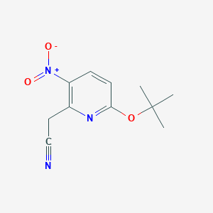 molecular formula C11H13N3O3 B12444974 2-[6-[(2-Methylpropan-2-yl)oxy]-3-nitropyridin-2-yl]acetonitrile CAS No. 127792-76-1
