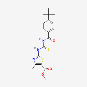 molecular formula C18H21N3O3S2 B12445024 Methyl 2-({[(4-tert-butylphenyl)carbonyl]carbamothioyl}amino)-4-methyl-1,3-thiazole-5-carboxylate 
