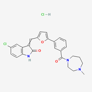 molecular formula C26H25Cl2N3O3 B12445091 (3E)-5-chloro-3-({5-[3-(4-methyl-1,4-diazepane-1-carbonyl)phenyl]furan-2-yl}methylidene)-1H-indol-2-one hydrochloride 
