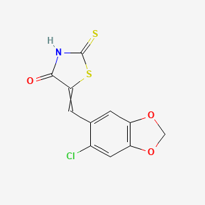 molecular formula C11H6ClNO3S2 B12445182 (5E)-5-[(6-chloro-2H-1,3-benzodioxol-5-yl)methylidene]-2-sulfanyl-1,3-thiazol-4-one 
