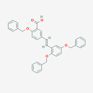 molecular formula C36H30O5 B124452 (E)-5-[2-(Beznyloxy)2-[2,5-bis(benzyloxy)phenyl]ethenyl]-benzoic Acid CAS No. 150258-61-0