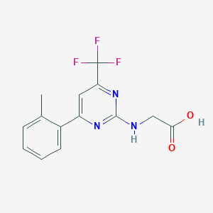 molecular formula C14H12F3N3O2 B12445447 N-[6-(o-Tolyl)-4-(trifluoromethyl)pyrimidin-2-yl]glycine 