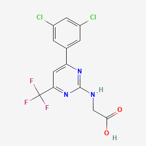 molecular formula C13H8Cl2F3N3O2 B12445550 N-[6-(3,5-Dichlorophenyl)-4-(trifluoromethyl)pyrimidin-2-yl]glycine 