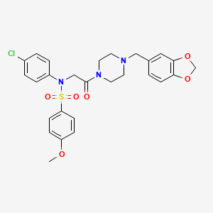 molecular formula C27H28ClN3O6S B12445632 N-{2-[4-(1,3-benzodioxol-5-ylmethyl)piperazin-1-yl]-2-oxoethyl}-N-(4-chlorophenyl)-4-methoxybenzenesulfonamide 