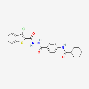 molecular formula C23H22ClN3O3S B12445633 N-[4-({2-[(3-chloro-1-benzothiophen-2-yl)carbonyl]hydrazinyl}carbonyl)phenyl]cyclohexanecarboxamide 