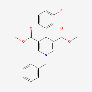 molecular formula C22H20FNO4 B12445697 Dimethyl 1-benzyl-4-(3-fluorophenyl)-1,4-dihydropyridine-3,5-dicarboxylate 