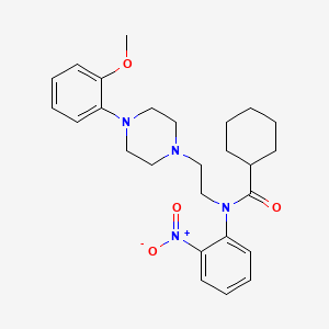 molecular formula C26H34N4O4 B1244573 N-[2-[4-(2-methoxyphenyl)piperazin-1-yl]ethyl]-N-(2-nitrophenyl)cyclohexanecarboxamide 