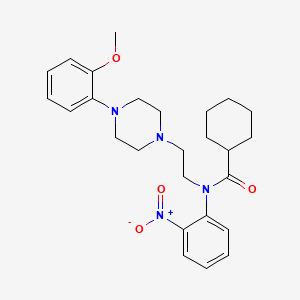 N-[2-[4-(2-methoxyphenyl)piperazin-1-yl]ethyl]-N-(2-nitrophenyl)cyclohexanecarboxamide